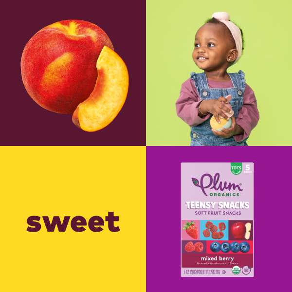 sweet flavor collage featuring ingredients and smiling baby